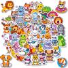 50 New Small Animals Collection Cartoon Graffiti Stickers Cute Suitcase Car Animal Mix and Match Stickers