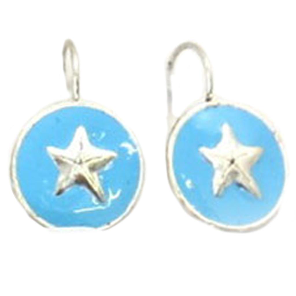 Les Trésors De Lily [R5223] - Blue 'Etoiles Des Mers' Earrings - 15 Mm
