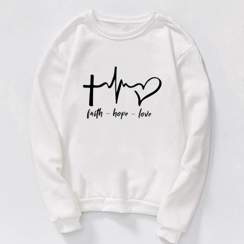 2023 Женская толстовка с принтом Иисуса Faith Over Fear Уличная одежда Осень-зима Пуловеры с круглым вырезом Harajuku Женская толстовка с капюшоном Топы Одежда