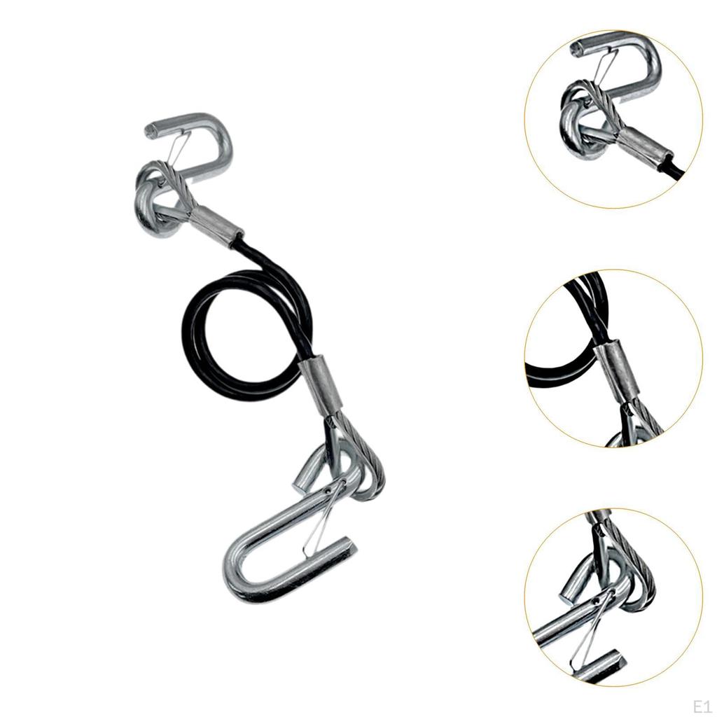 Tow Strap with Hook Spring Safety Cable Rubber-coated Hauling Trailer