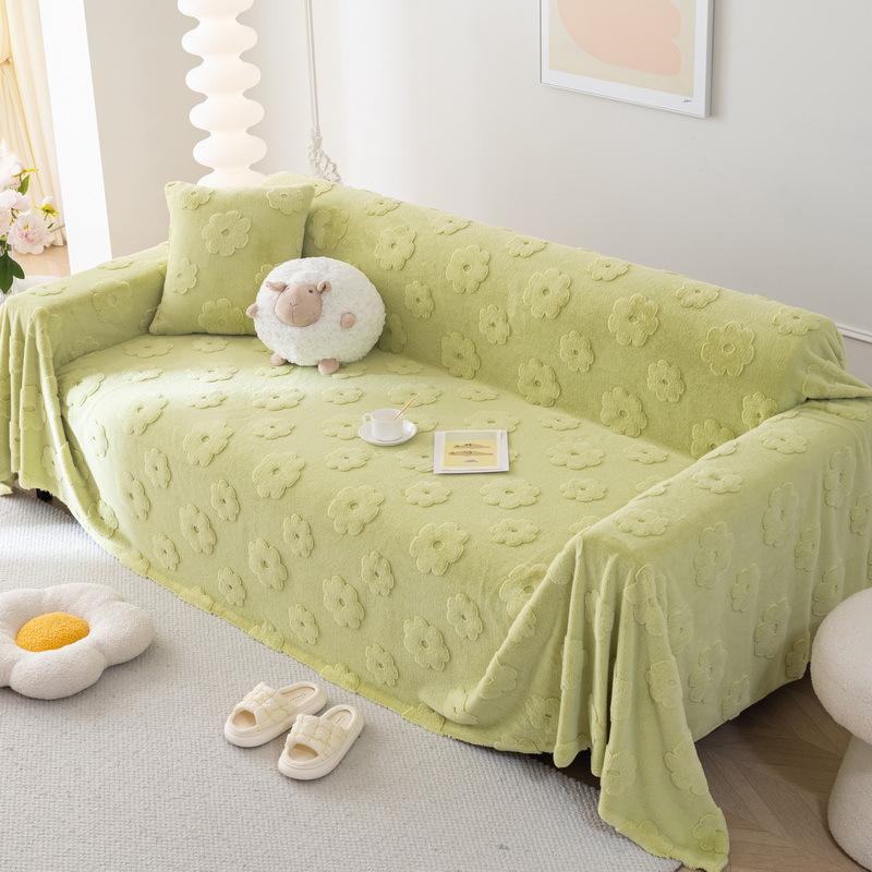 Ткань для чехла на диван с цветочным рисунком, высококачественная французская кремовая подушка в сером стиле, не царапающая подушку, плюшевое универсальное полотенце для дивана