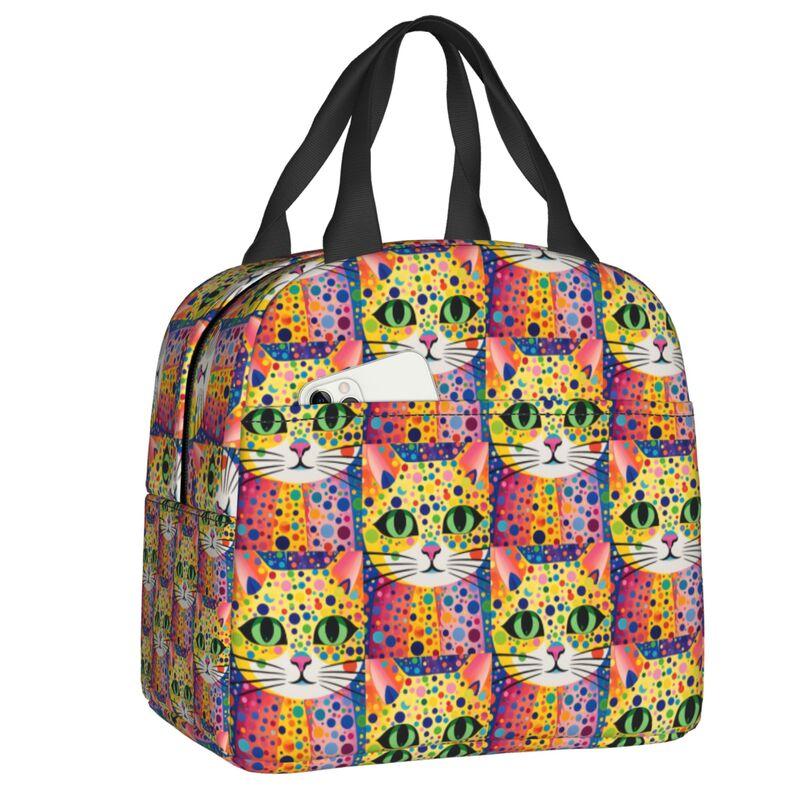Custom Yayoi Kusama Abstract Art Insulated Lunch Bags for Women Resuable Thermal Cooler Food Lunch Box Kids School Children