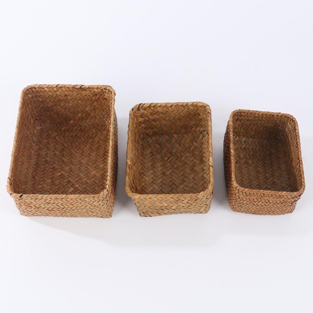 Cosmetic Storage Fruit Storage Box Storage Baskets Woven Seagrass Straw Rattan Basket Picnic Basket
