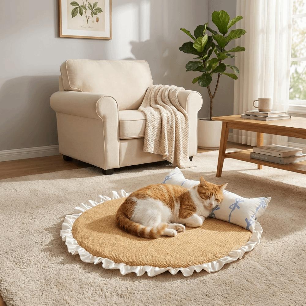 Removable Pad Pet Cooling Mat with Pillow Dog Nest Mat Cat Bed Dog Sleeping Mat Kennel