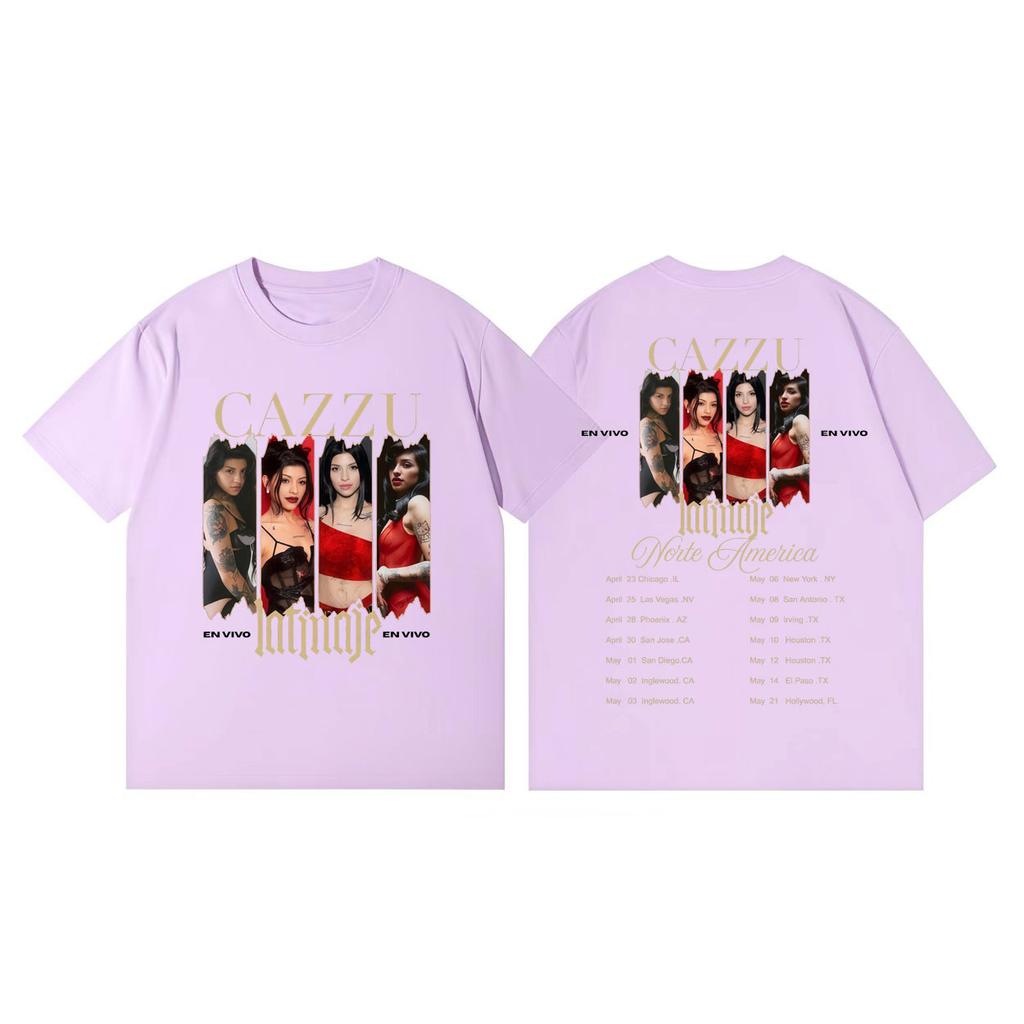 Cazzu Latinaje Tour 2026 Merch Tshirts Unisex Women Fashion Aesthetic Short Sleeve Tshirt High Quality Cotton Oversized T Shirts