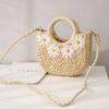 Fashion Hand-Woven Straw Beach Bags Women Handmade Moon Basket Shoulder Bag   Bohemian Travel Crossbody Bags