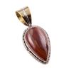 Natural Honey Rhodochrosite Gemstone 925 Solid Silver TwoTone Pendant 1.25" I8v57