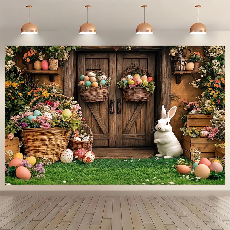 Easter Bunny and Spring Garden Party Background Banner Festival Party Indoor and Outdoor Decoration