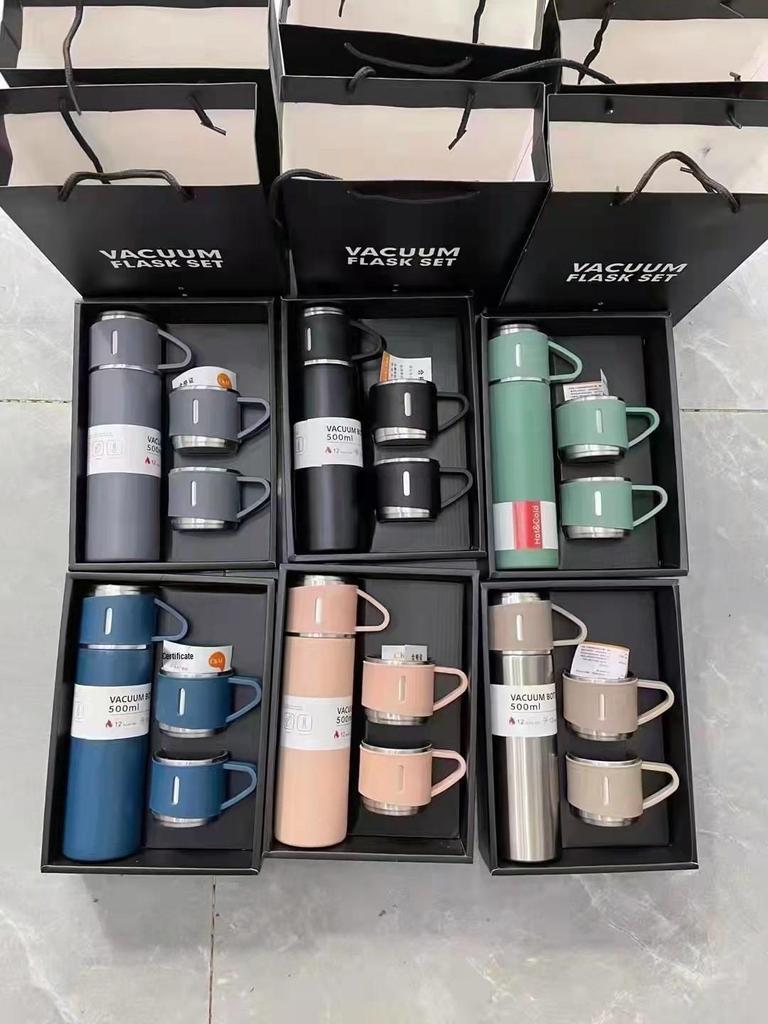 Handheld 304 Stainless Steel Insulated Tea Cup Set with Multiple Lids - High-End Business Gift Box