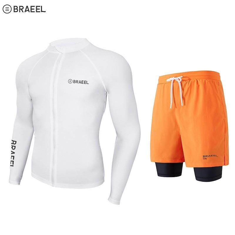 Mens UV Protection Rash Guard Set Long Sleeve Top Pants Quick Dry Swimwear Snorkeling Diving Surfing