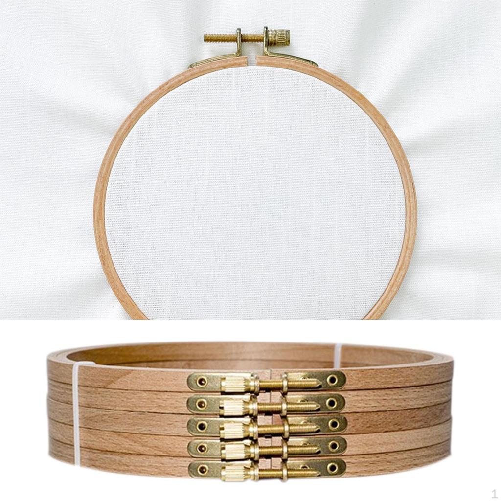 5Pcs Embroidery Hoops Beech Wood Frame Cross Stitch for DIY Project