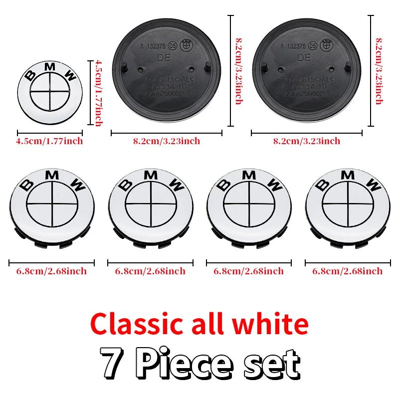 BVYD9 7Pcs ABS Car Front Grille Trunk Logo All white For BMW G30 G31 G38 G11 G12 G20 G28 F10 F48 F21 F22 Wheel Rim Decoration Cover