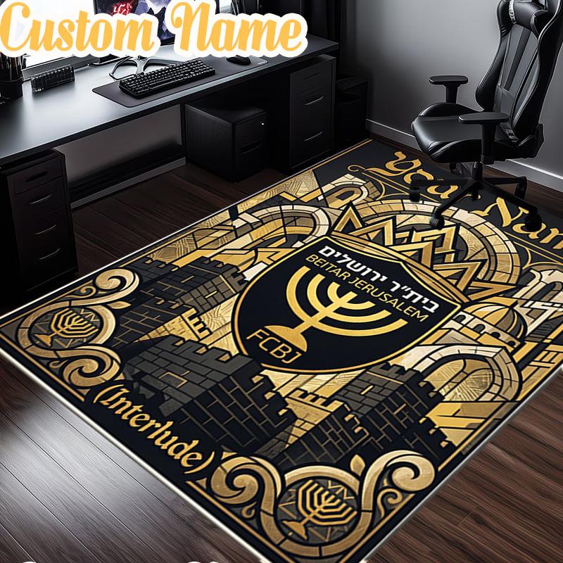 Custom Name Jerusalem Fc Logo Design Rug, Office Rug, Chair Rug, Carpet for Living Rooms, Doormat Game Rug Home Decor Christmas Gifts