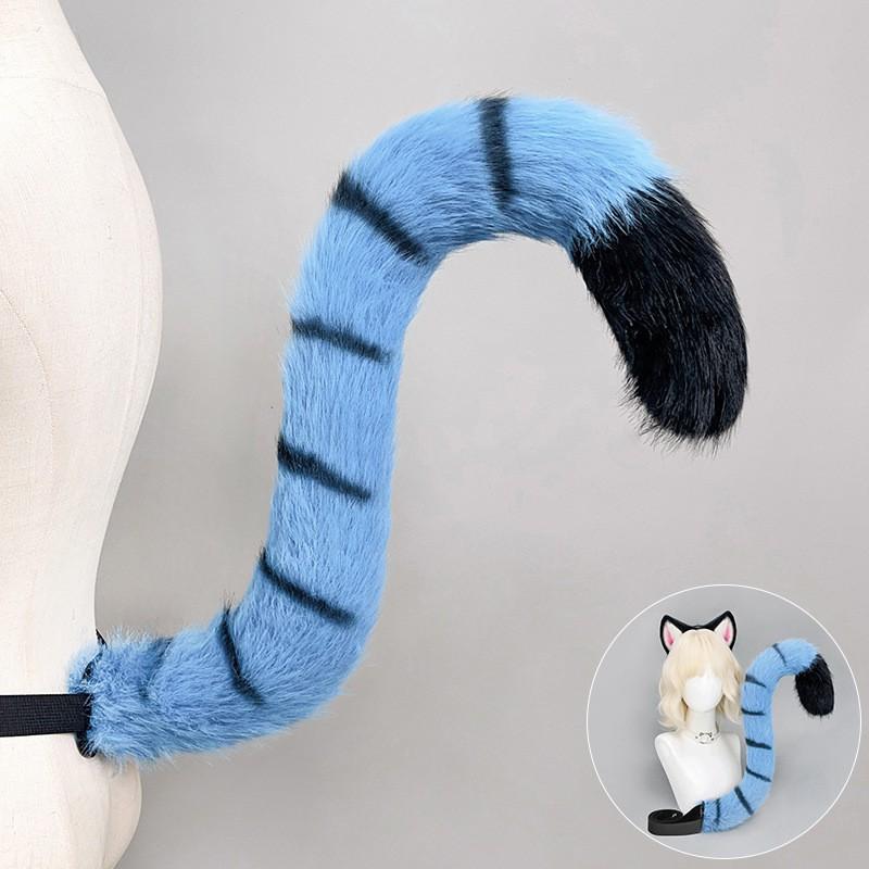 Аниме K-pop Косплей Повязка на голову с ушками тигра и хвостом для взрослых - Плюшевые меховые аксессуары для костюма животного