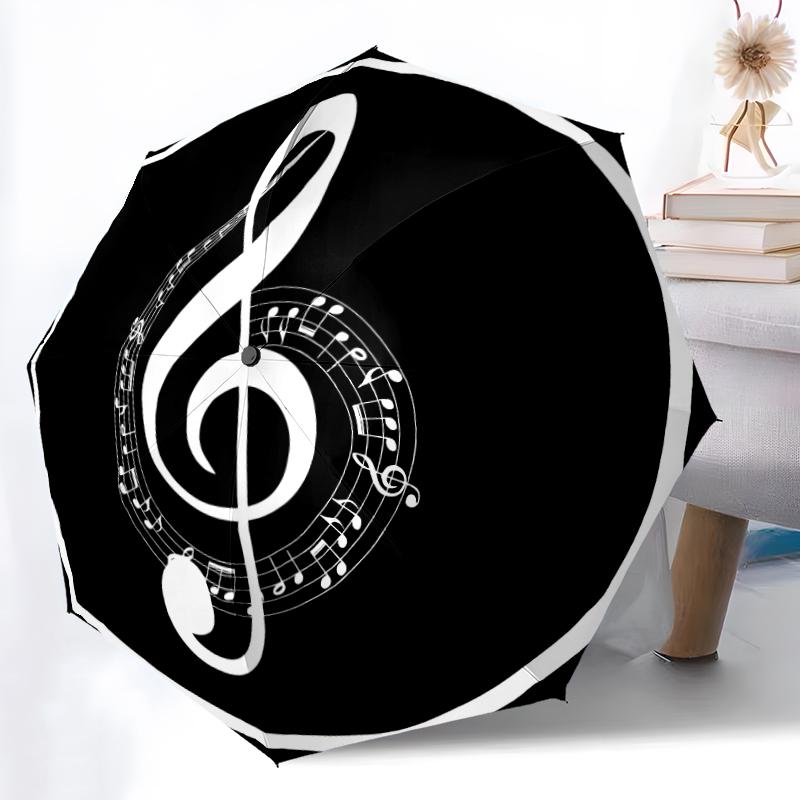 1PC Musical notes Umbrella Portable Folding Umbrella Iron Frame Hole Bone Structure Outdoor Home Umbrella A4