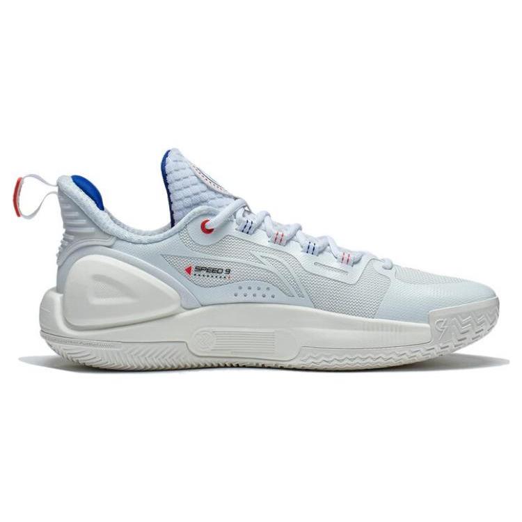 Li Ning Speed 9 Амортизирующие Нескользящие Износостойкие Низкие Баскетбольные Кроссовки Мужские Бело-Красные ABPT001-4