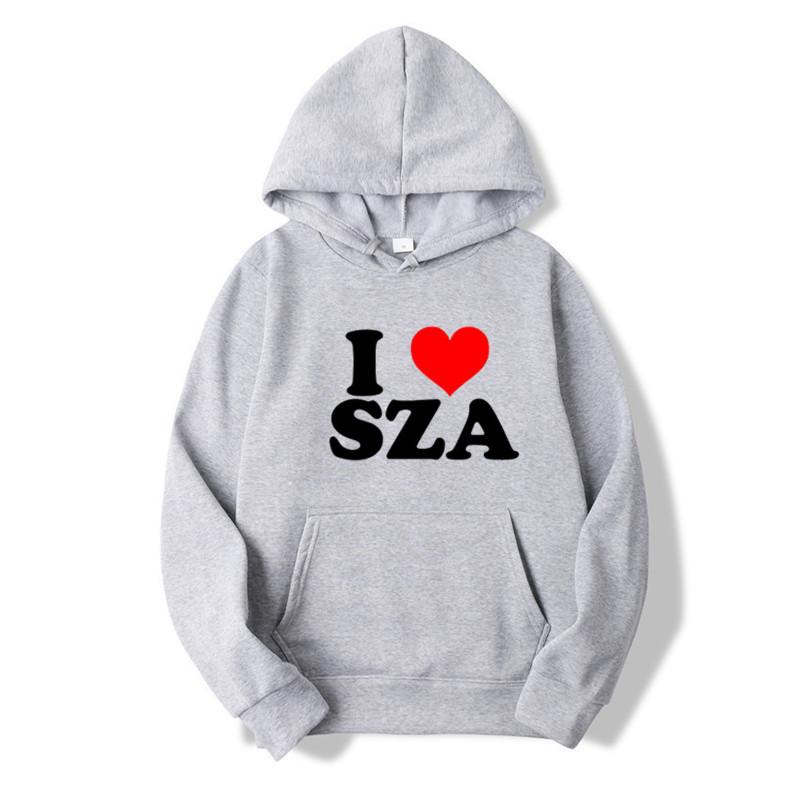 I Love SZA Retro Women's and Men's Hooded Pullover Fashion Couple Casual Hip Hop Sweatshirt Large