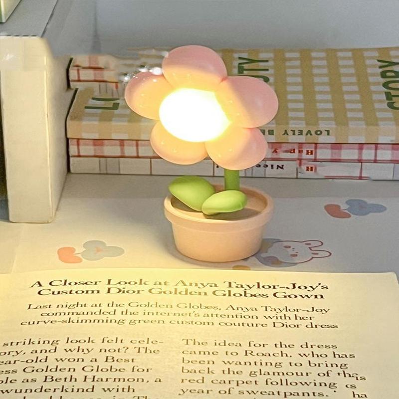 Mini Led Flower Night Light Cute Small Table Lamp Desktop Ornament Bedside Bedroom Ambient Lights Children Toy Kids Holiday Gift