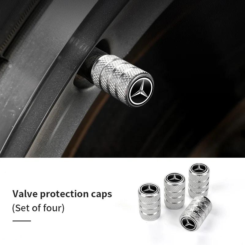2025 Hot 4pcs Car Tire Stem Valve Caps Dustproof Caps Cover Accessories For Benz W211 W124 W176 W177 C180 C200 C260 C300 GLC CLE