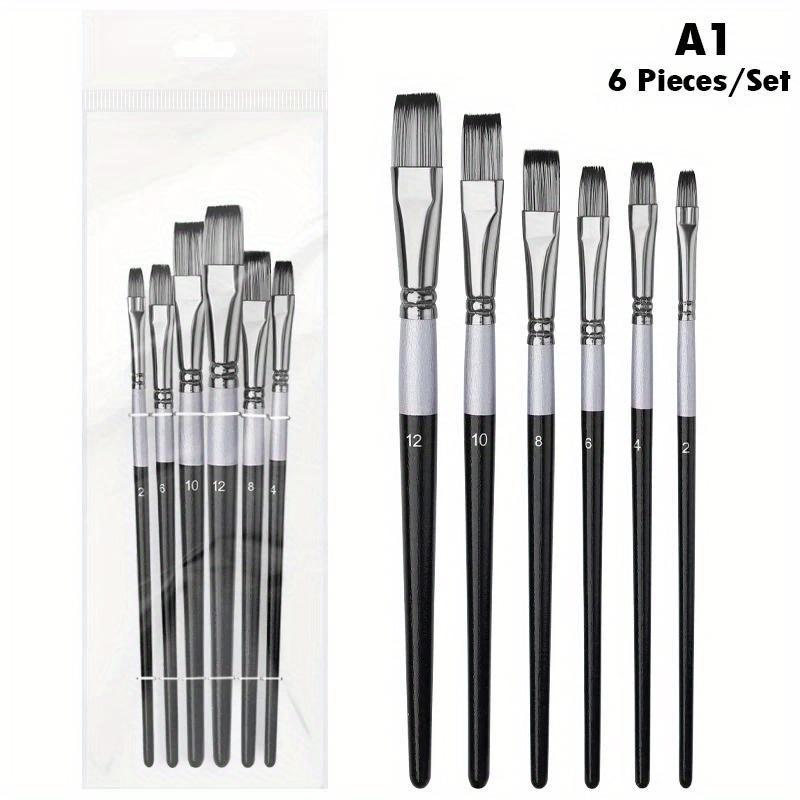 6pcs Nylon Hair Oil Painting Brush Set Watercolor Paint Brush Pen Set DIY Acrylic Oil Watercolor Artist Professional Painting Kit