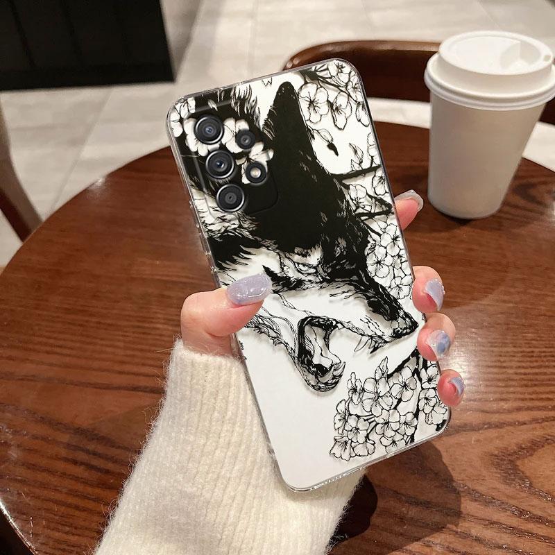 Wolf Lion Tiger Animal Clear Phone Case For Samsung Galaxy A56 A57 A37 5G A55 A54 A36 A35 A26 A25 A16 A17 A07 A52 A34 A21s Cover