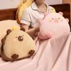 Stuffed Capybara Cartoon Hand Warmer Air Conditioning Blanket Office Backrest  Bedside