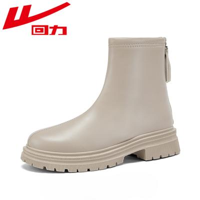 Модные средние сапоги женские высокие женские кожаные сапоги