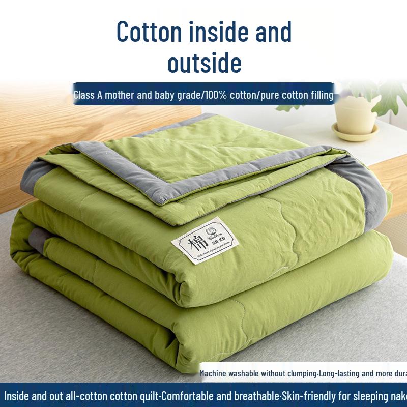 Стиганое одеяло из чистого хлопка - Мягкое, Легкое, Дышащее, Идеально для лета, Доступно в односпальном и двуспальном размерах.