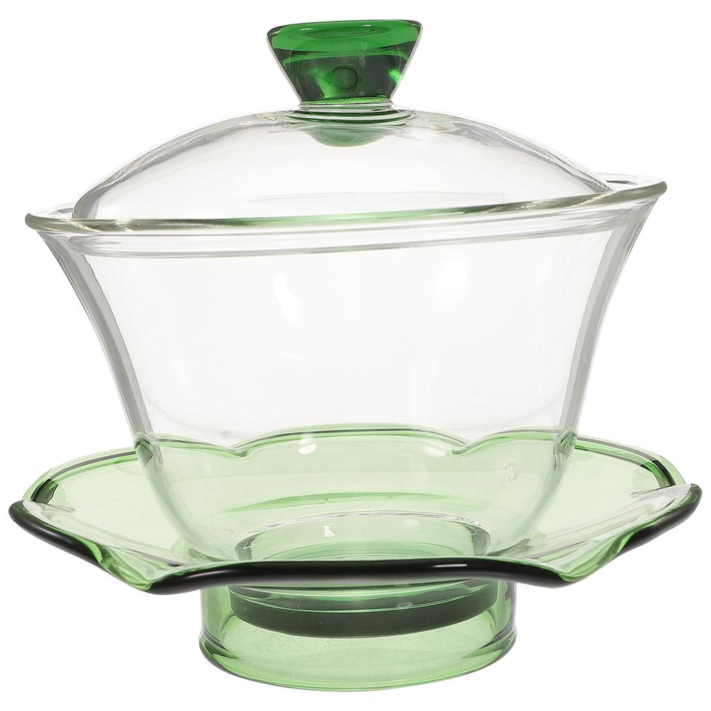 1Set Teacup with Lid Transparent Glass Tureen Tea Cup for Home Decor Brewing Chinese Style Kung Fu Tea Bowl Set Gift