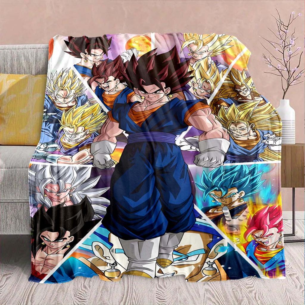 Фланелевое одеяло из аниме Dragon Ball - Мягкое, теплое, идеально подходит для дивана, постельного белья, кемпинга, путешествий, офиса, домашнего декора -QJY