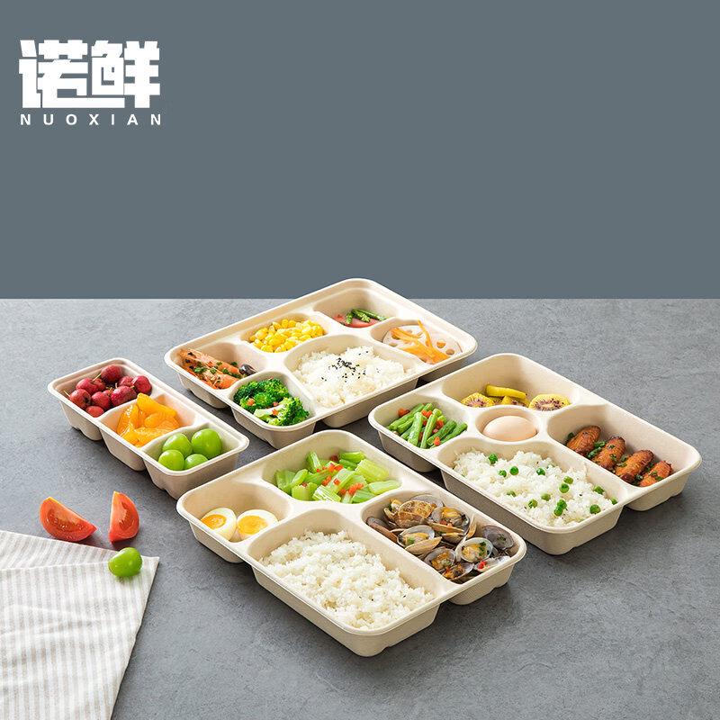 ZISIZ Disposable 4-Compartment Paper Pulp Lunch Box