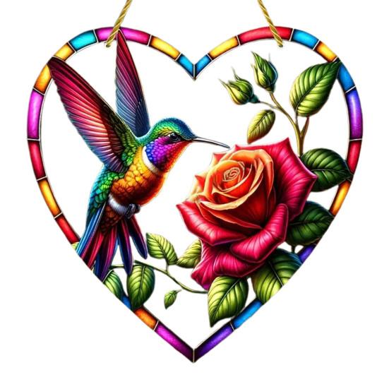 Love Heart Sun Catcher, окрашенный акриловый оконный подвесной орнамент, в форме сердца, для балкона, крыльца, двора