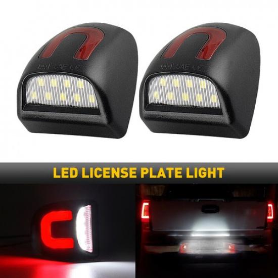 2 LED License Plate Light Red DRL Tube For Chevy Silverado GMC Sierra 1500 2500