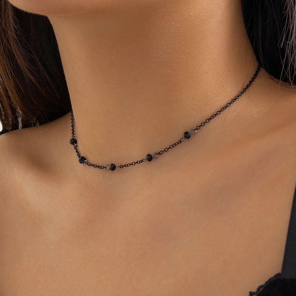 Ingemark Exquisite Elegant Black Crystal Chokers Necklace Women Minimalism Charm Clavicle Thin Chain 2026 New Year Jewelry Gifts
