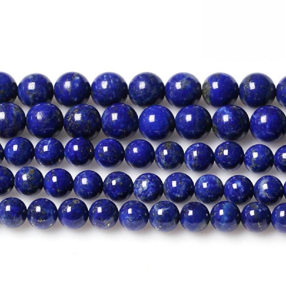 Lapis Lazuli Round 4/6/8/10/12mm Natural Stone Beads 15"Strand Smooth Loose Spacer Beads for Jewelry Making DIY Bracelets Accessories
