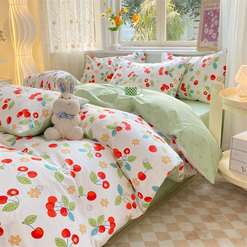 Комплект из четырех предметов из чистого хлопка, 60 штук, небольшой свежий комплект из трех предметов для спальни, осенне-зимний утолщенный пододеяльник, простыня