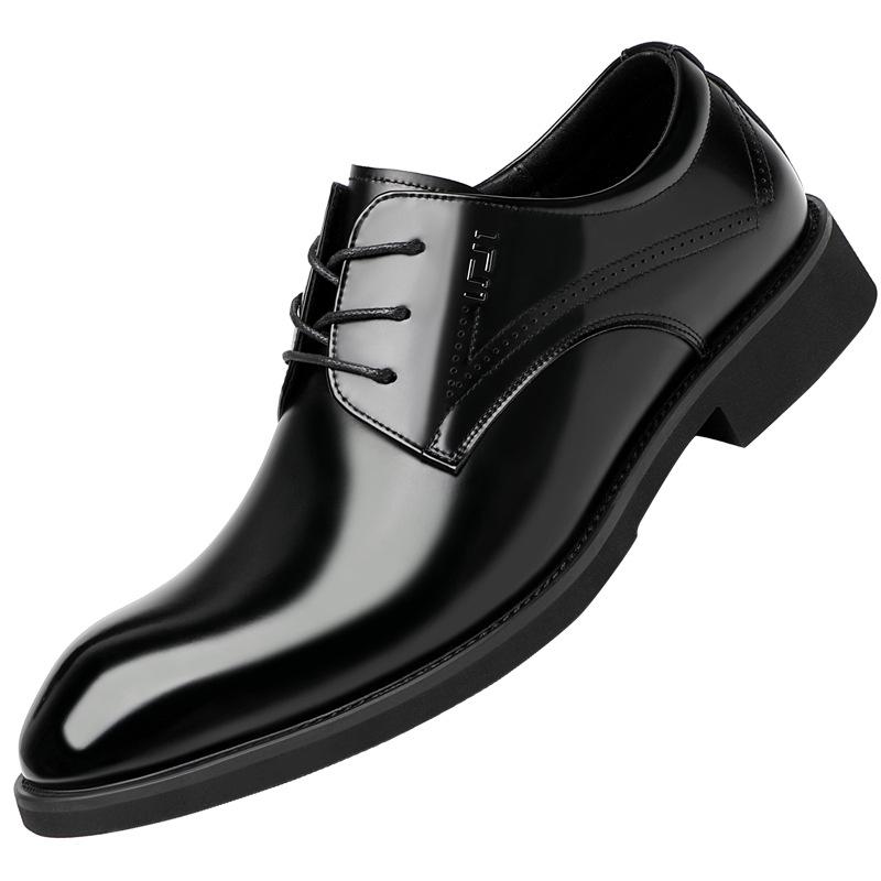 Весна и Осень новая кожаная обувь мужская деловая модельная обувь Дерби лакированная кожа кожа дышащая увеличение роста мужская обувь обувь для работы