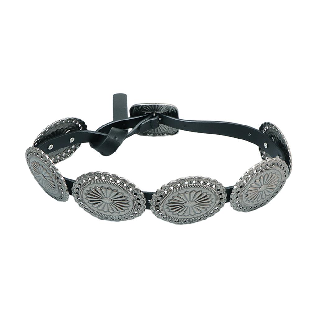 Creative Adult Waist Belt with Adjustable Carved Floral Buckle Waistband PU Waist Belts for Women Universal Jeans Belt