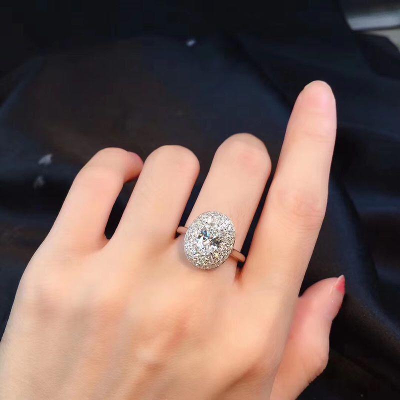 100% Настоящее Белое Золото 18K Ювелирные Изделия Натуральный 2 Карата Муассанит Кольцо для Женщин Мужчин Anillos De Паве Установка Чистые Драгоценные Камни