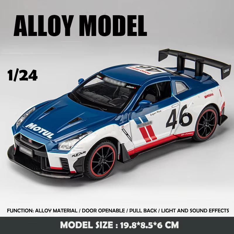 Новая имитация 1/24 масштаб Nissan GTR суперкар модель литье под давлением металл миниатюрный автомобиль коллекция игрушечных машин мальчик подарок домашний декор