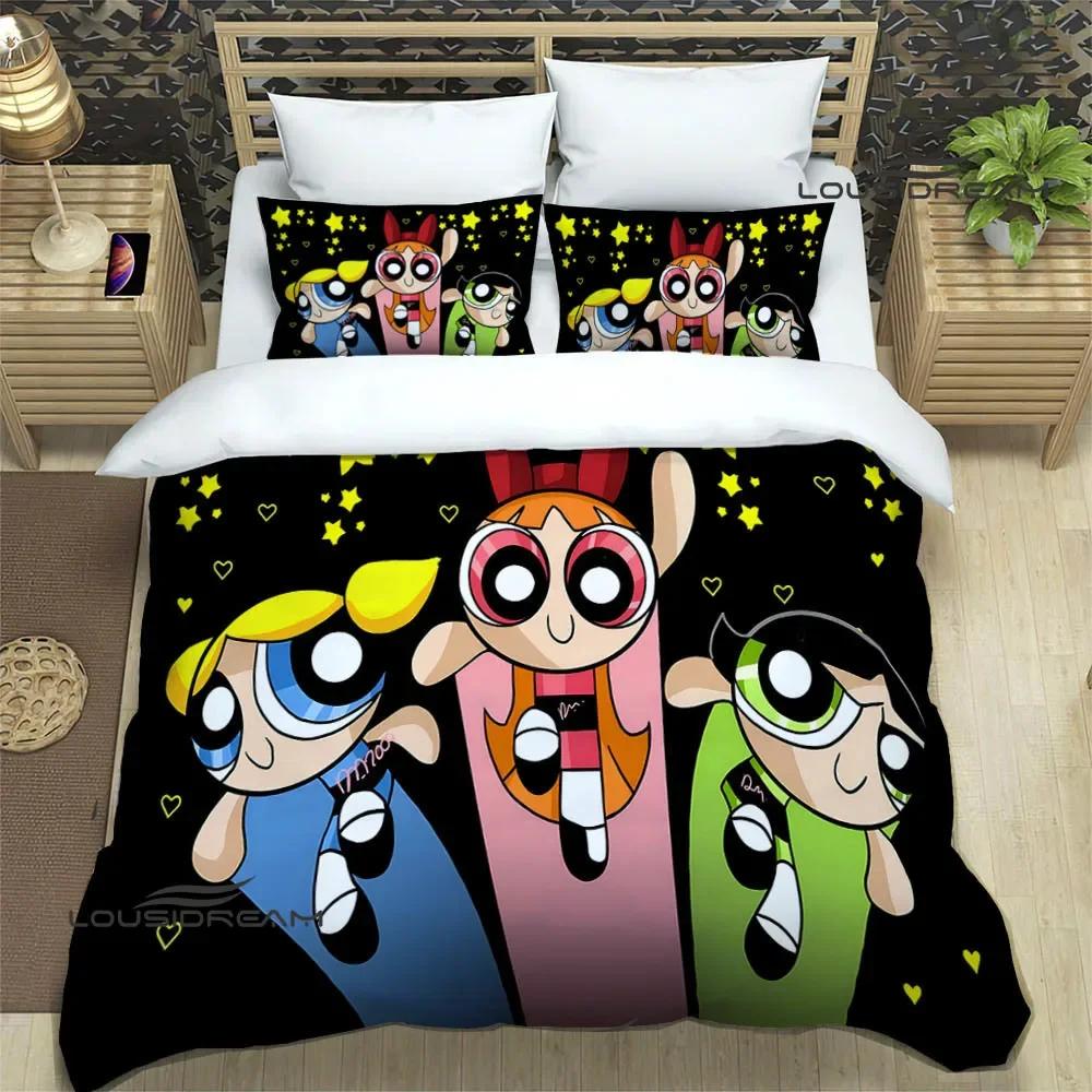 3D Мультяшные комплекты постельного белья P-Powerpuff-Girls изысканный набор постельных принадлежностей пододеяльник набор одеяло комплект постельного белья роскошный подарок на день рождения