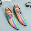 Amazon Xiyin Large Size Small Leather Shoes Male Personality Pointed Rainbow Fashion Casual Golden Leather Shoes Male