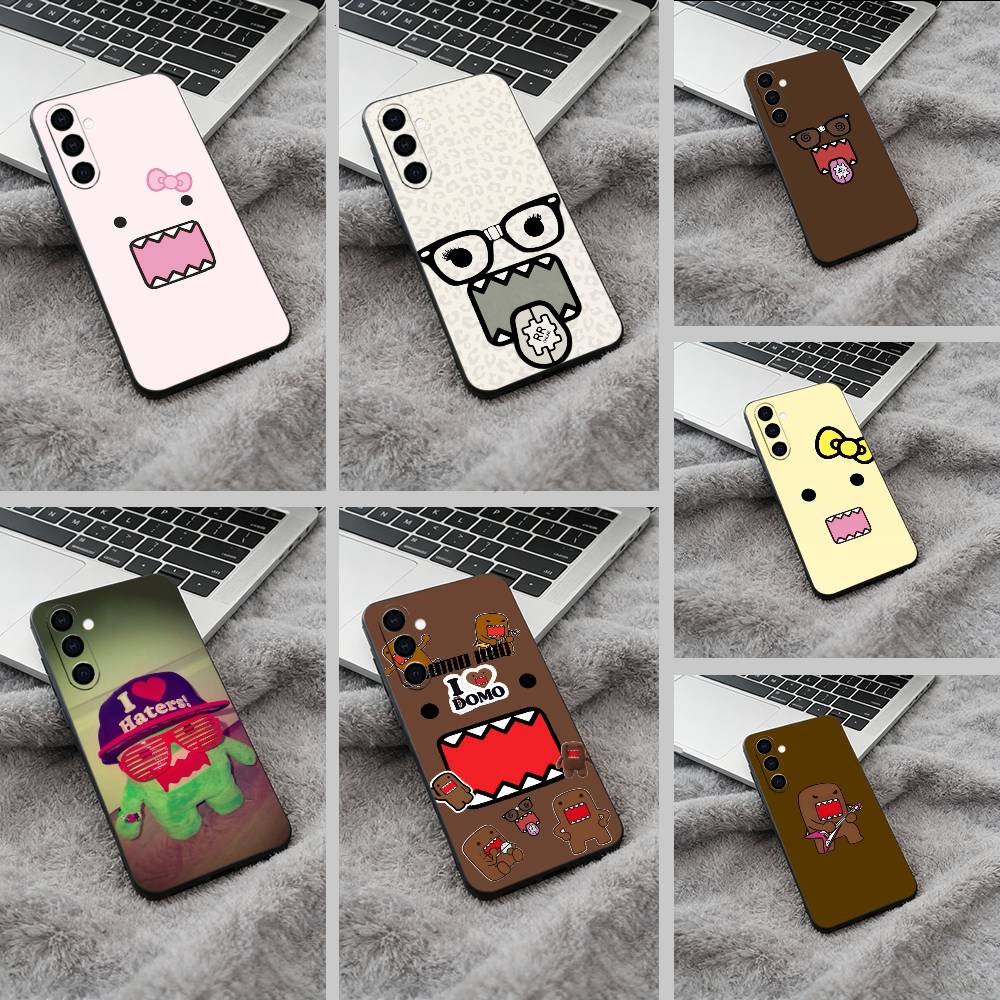 C-Cute Domo-kun Black Soft Silicone Phone Case for Samsung Galaxy A73, A71, A72, A70, A53, A52, A51