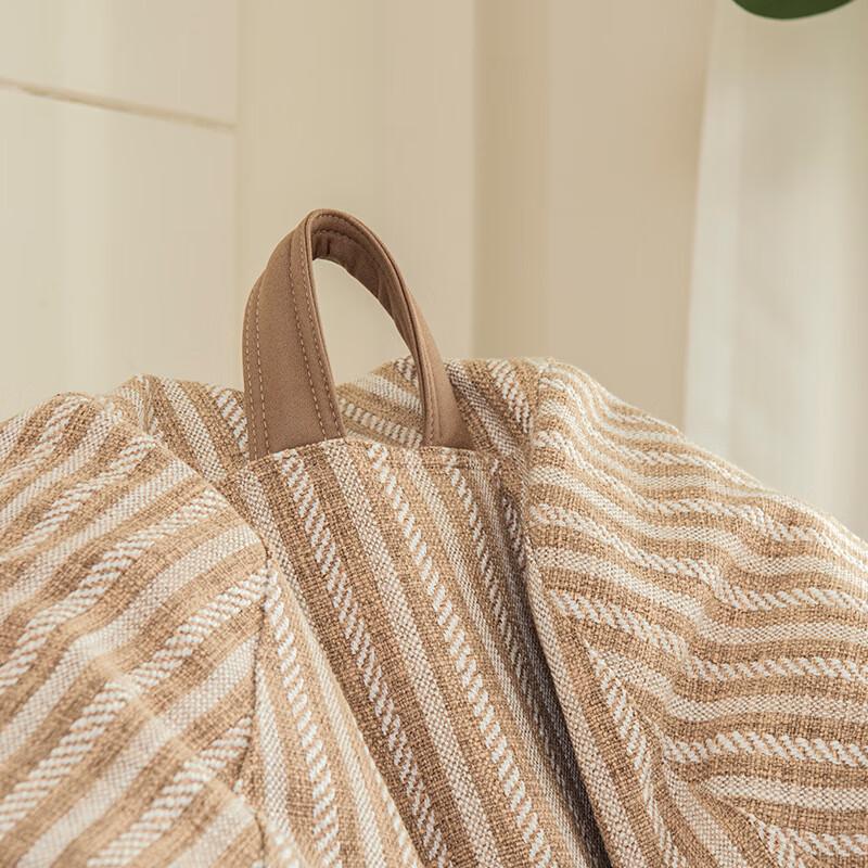 Диван-мешок Lilang из хлопково-льняной ткани в полоску с пуфиком