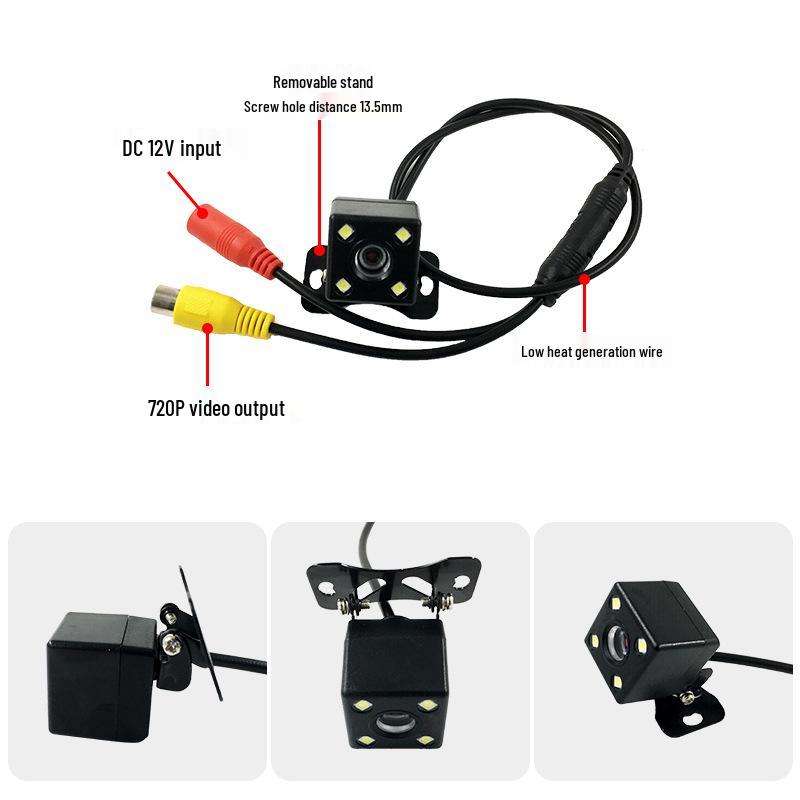 Hd Waterproof Fisheye Vision Night Rearview Camera With 4lights For Reversing