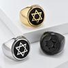 Vintage Hexagram Titanium Ring for Men Solomon Seal Trigger Finger Gold Colour Masculine Jewellery Accessories Boy's Hip Hop Finger Ring