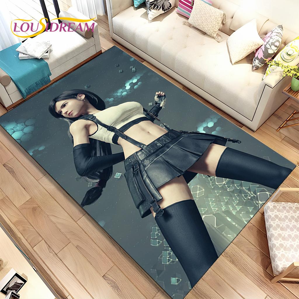 Final Fantasy Series Games Area Rug,Carpet Rug for Home Living Room Children's Bedroom Sofa Doormat Decor,Non-slip Floor Mat 3D