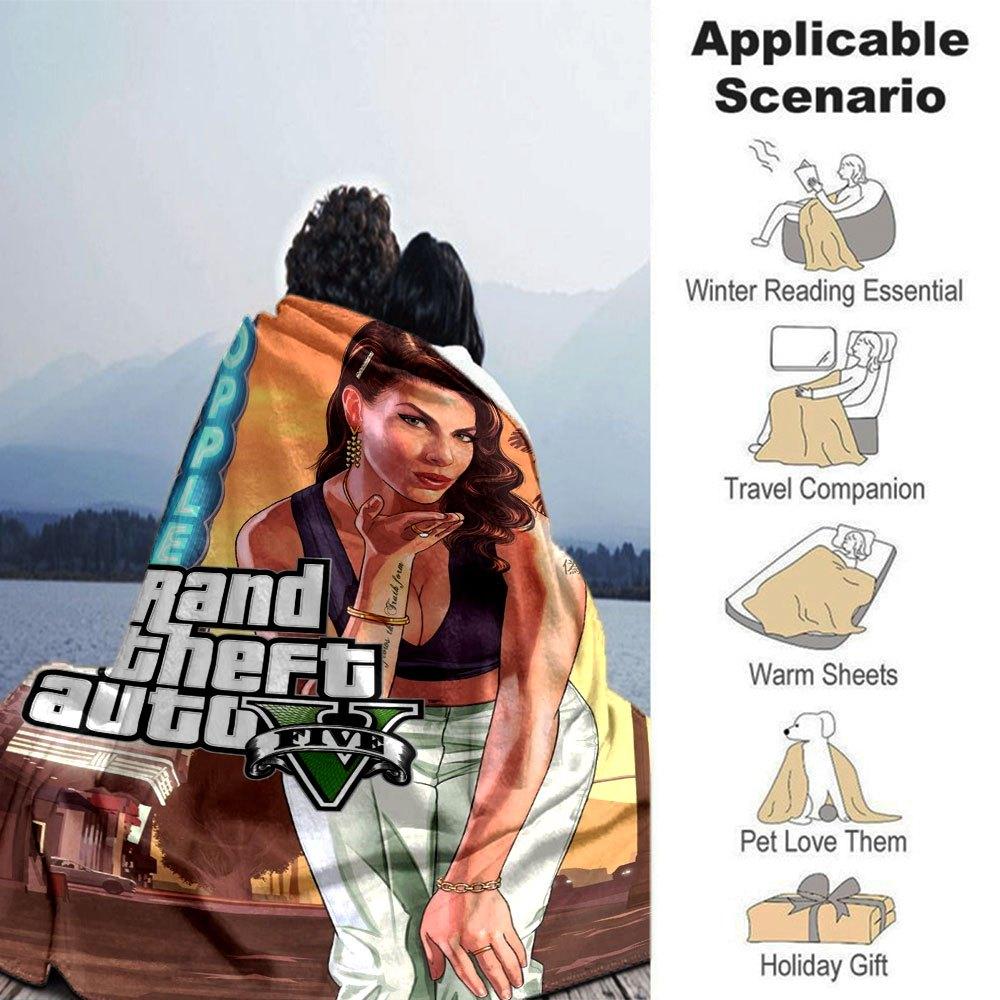 1 шт. Мягкое фланелевое одеяло Grand Theft Auto с дизайнерским принтом. Уютное одеяло для всех сезонов, идеально подходит для дивана, кровати, офиса
