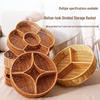 Woven Faux Rattan Snack Plate Storage Basket - Divided for Hot Pot Ingredients and Fruit In Living or Dining Room