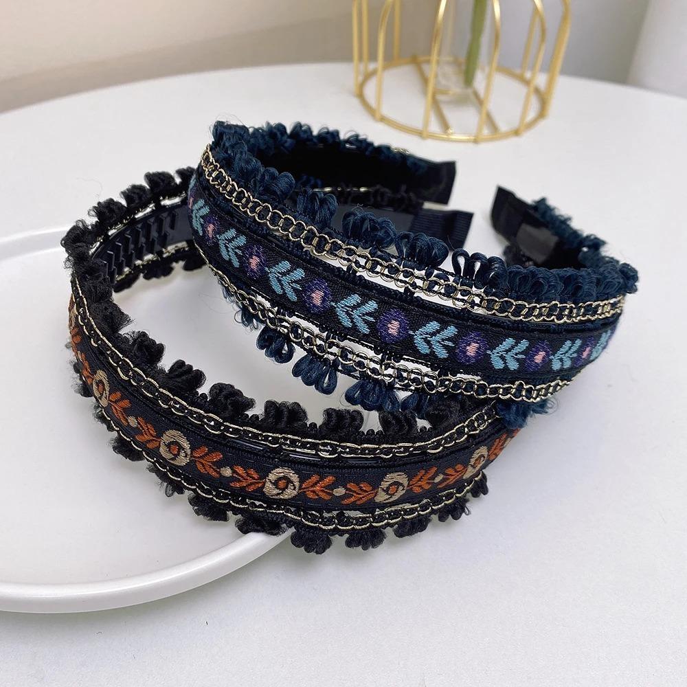 Retro Style Head Hoop Boho Headdress Hair Accessories Embroidery Headband  Women Girls